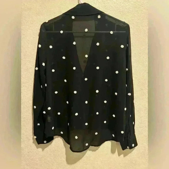 INC International Concepts Women's Polka Dot Sheer Black And White Blouse Size S - Picture 3 of 7